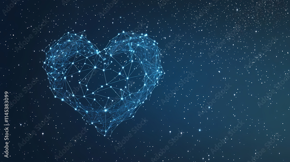 Heart shaped constellation in a starry sky symbolizing love and connection. Constellation. Illustration Heart shaped constellation in a starry sky symbolizing love and connection. Constellation. Illustration