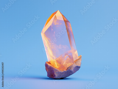 Golden Crystal on Rock Base photo