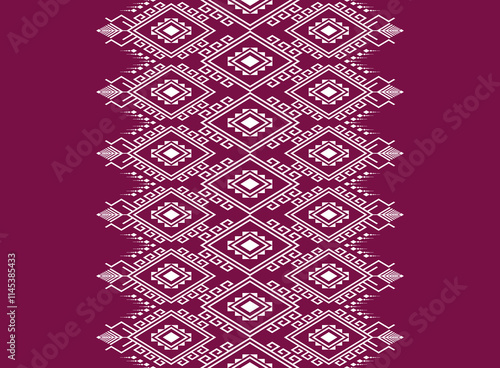 Geometric ethnic oriental seamless pattern traditional Design for background,carpet,wallpaper.clothing,wrapping,Batik fabric,Vector illustration.embroidery style - Sadu, sadou, sadow or sado