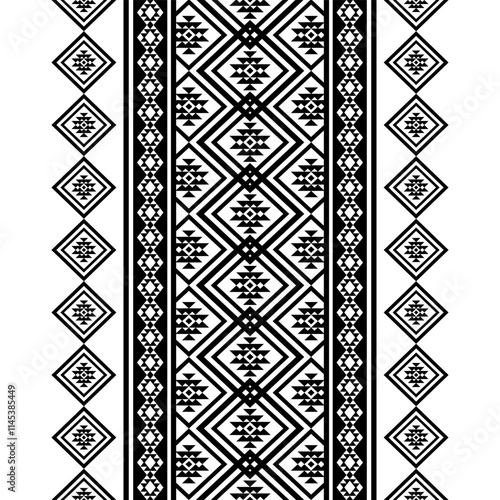 Geometric ethnic oriental seamless pattern traditional Design for background,carpet,wallpaper.clothing,wrapping,Batik fabric,Vector illustration.embroidery style - Sadu, sadou, sadow or sado