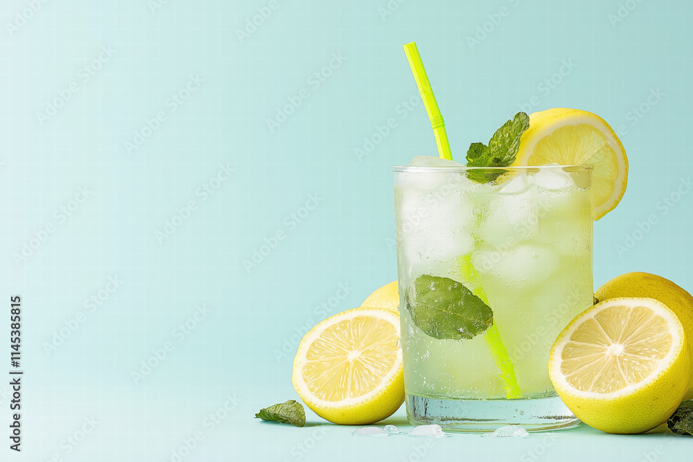 Refreshing Lemonade with Mint and Ice Refreshing Lemonade with Mint and Ice