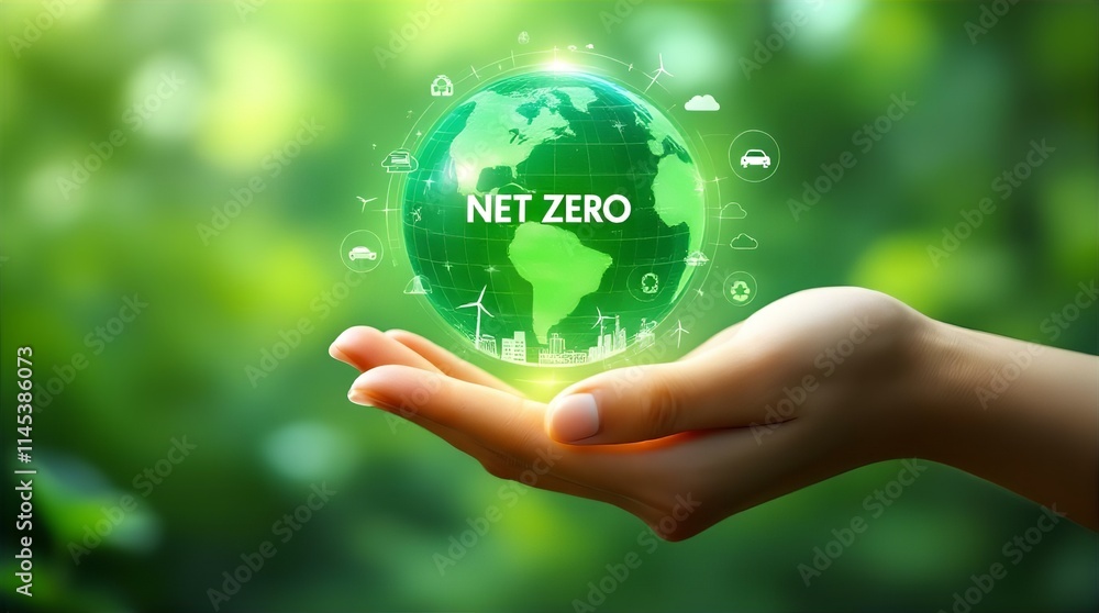 Woman's Hand Gently Holding a Green Holographic Globe Displaying Woman's Hand Gently Holding a Green Holographic Globe Displaying