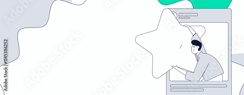 Virtual characters social communication concept business flat vector hand drawn illustration
