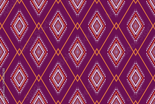 Geometric ethnic oriental seamless pattern traditional Design for background,carpet,wallpaper.clothing,wrapping,Batik fabric,Vector illustration.embroidery style - Sadu, sadou, sadow or sado
