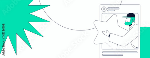 Virtual characters social communication concept business flat vector hand drawn illustration
