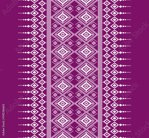 Geometric ethnic oriental seamless pattern traditional Design for background,carpet,wallpaper.clothing,wrapping,Batik fabric,Vector illustration.embroidery style - Sadu, sadou, sadow or sado