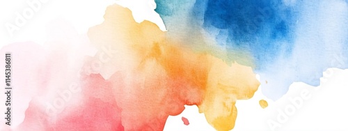 Vibrant Fluid Brush Strokes in Pastel Hues on White Background