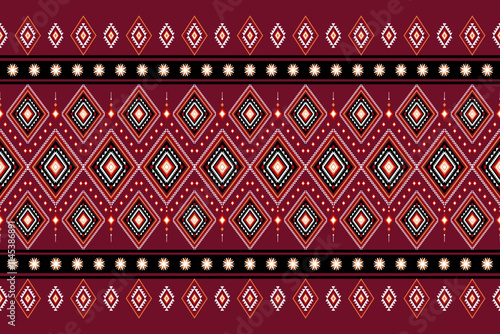 Geometric ethnic oriental seamless pattern traditional Design for background,carpet,wallpaper.clothing,wrapping,Batik fabric,Vector illustration.embroidery style - Sadu, sadou, sadow or sado