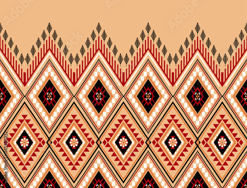 Geometric ethnic oriental seamless pattern traditional Design for background,carpet,wallpaper.clothing,wrapping,Batik fabric,Vector illustration.embroidery style - Sadu, sadou, sadow or sado