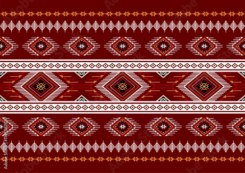 Geometric ethnic oriental seamless pattern traditional Design for background,carpet,wallpaper.clothing,wrapping,Batik fabric,Vector illustration.embroidery style - Sadu, sadou, sadow or sado