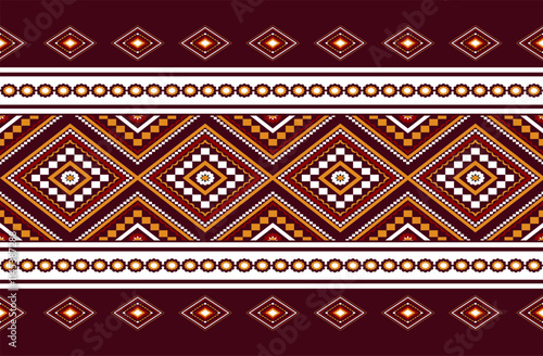 Geometric ethnic oriental seamless pattern traditional Design for background,carpet,wallpaper.clothing,wrapping,Batik fabric,Vector illustration.embroidery style - Sadu, sadou, sadow or sado