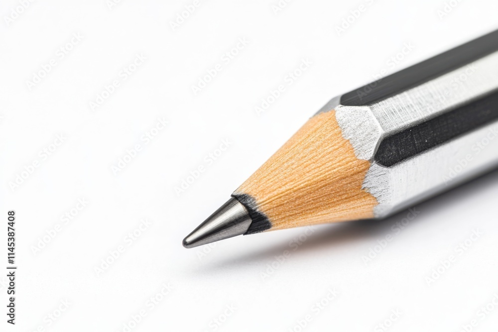 Sharpened Pencil Point Close-Up on White Background Ready to Write Sharpened Pencil Point Close-Up on White Background Ready to Write