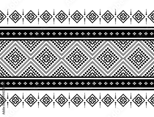 Geometric ethnic oriental seamless pattern traditional Design for background,carpet,wallpaper.clothing,wrapping,Batik fabric,Vector illustration.embroidery style - Sadu, sadou, sadow or sado