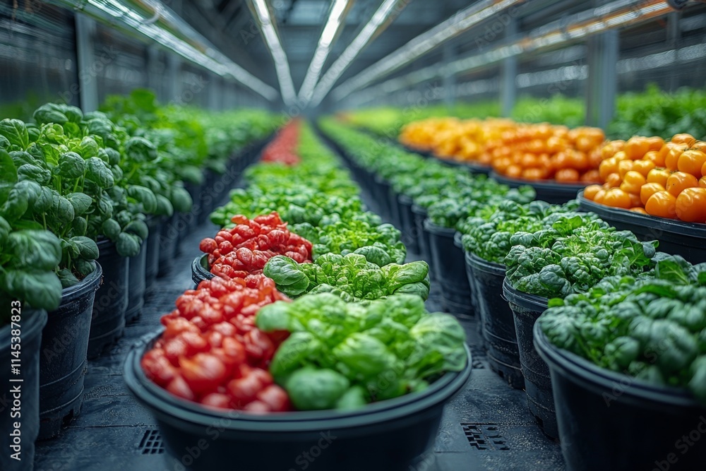 Autonomous greenhouses filled with vibrant crops,self-sustaining smart farming technology Autonomous greenhouses filled with vibrant crops,self-sustaining smart farming technology