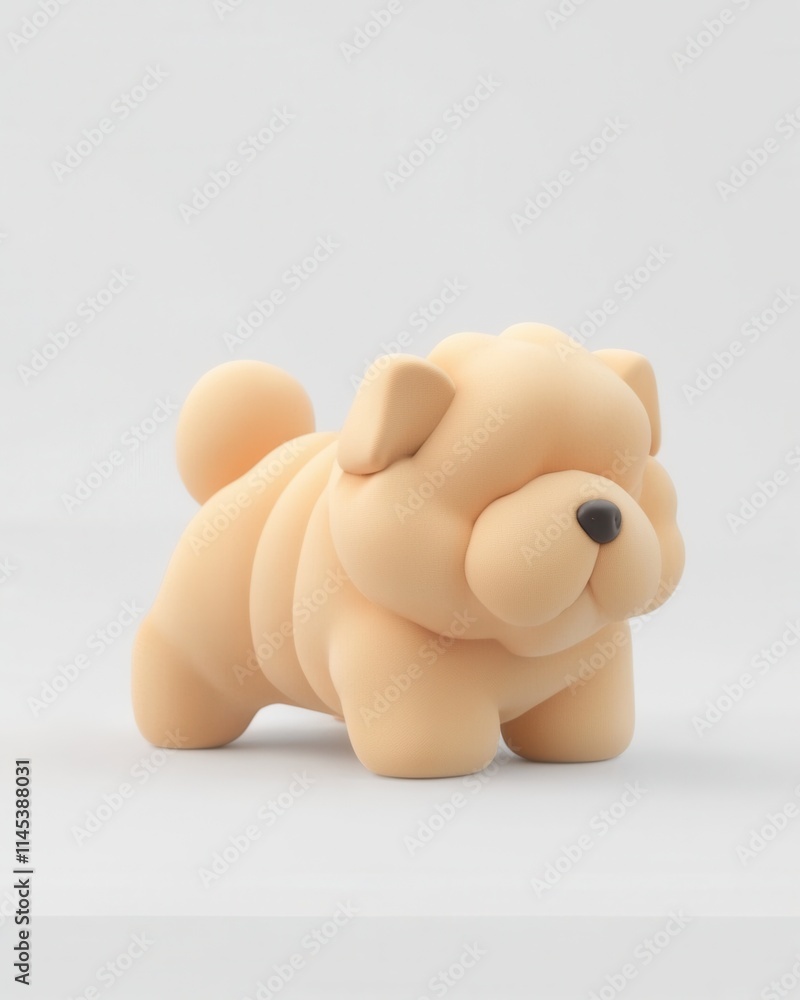 Adorable chow chow puppy figurine studio setting 3d model minimalistic design close-up view cute animal concept Adorable chow chow puppy figurine studio setting 3d model minimalistic design close-up view cute animal concept