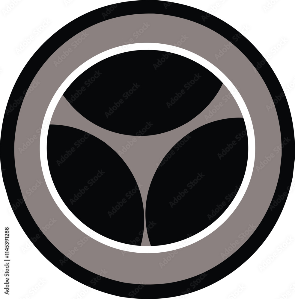vector illustration of a round logo with three icons inside vector illustration of a round logo with three icons inside