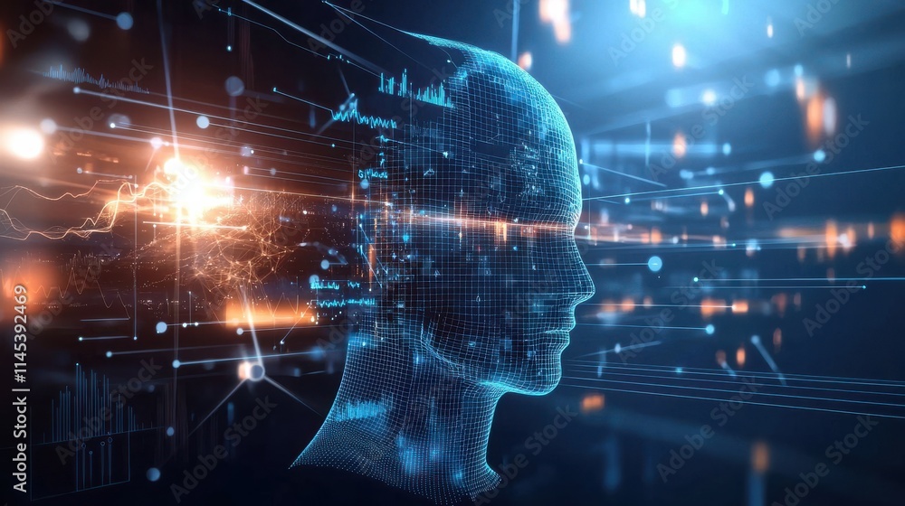 Fototapeta premium Ai surveillance and privacy concerns in modern technology digital world visual art futuristic environment conceptual view