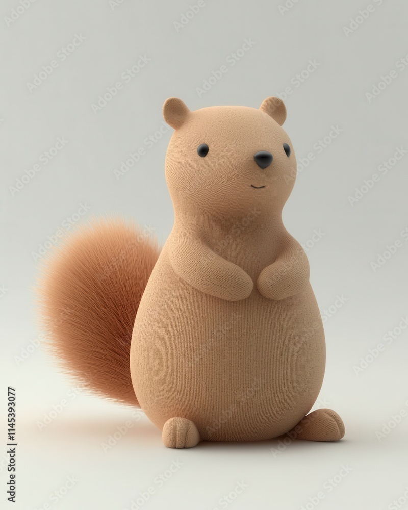 Fototapeta premium Charming squirrel sitting upright indoor studio setting 3d soft colors minimalist design adorable concept