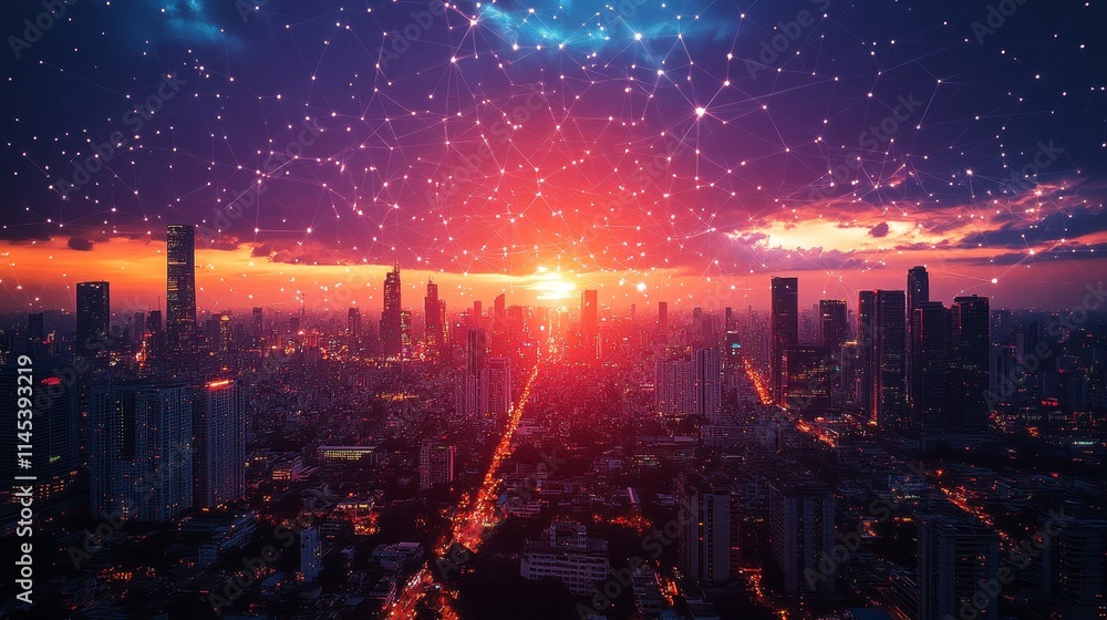 Fototapeta premium Low-latency 5G Connections Powering Advanced Infrastructure and Utilities