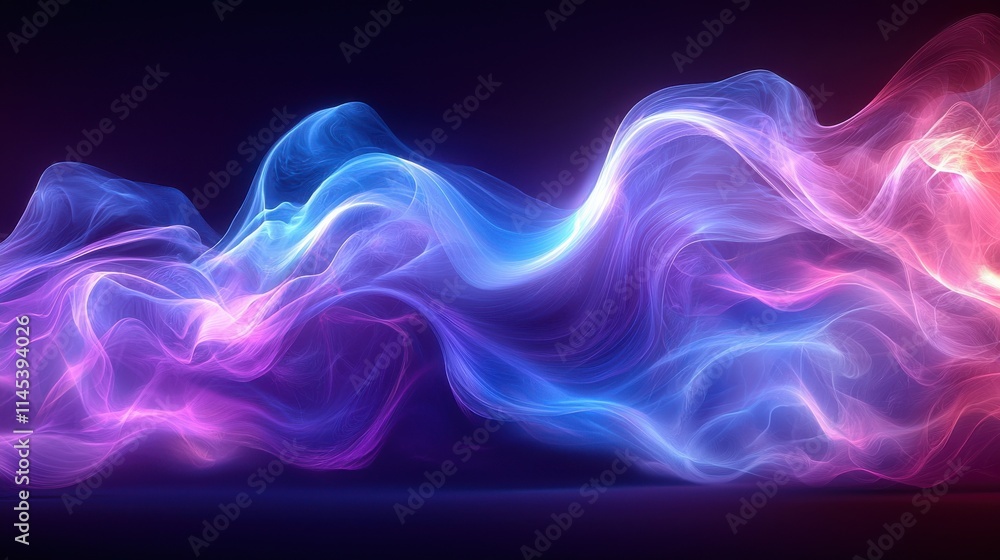 Fototapeta premium Dancing light arcs in purple and blue abstract art digital design fluid motion vibrant atmosphere
