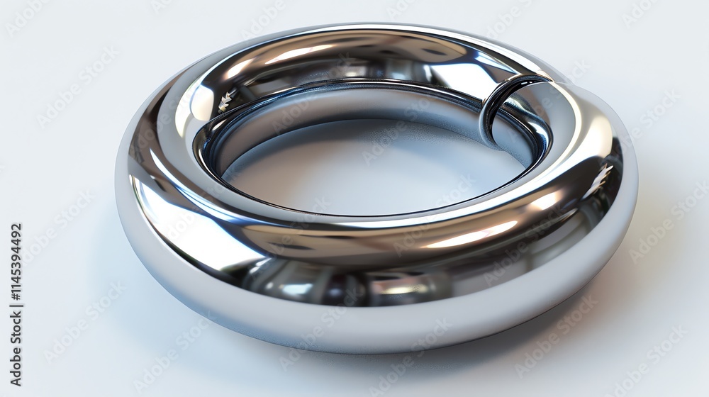 Shiny metallic torus ring on white background. Shiny metallic torus ring on white background.