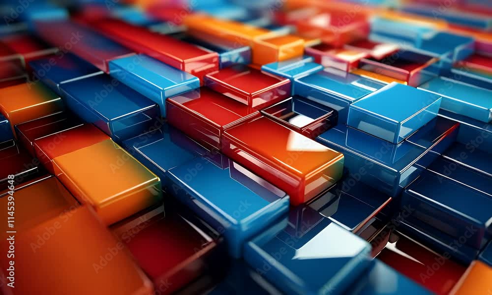 Abstract 3D rendering of colorful glossy blocks. (1) Abstract 3D rendering of colorful glossy blocks. (1)