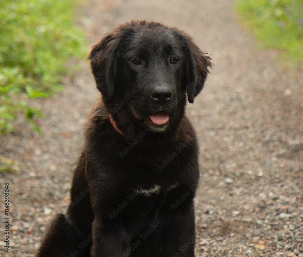 large black great pyrenees mix puppy dog close up face outside portrait large black great pyrenees mix puppy dog close up face outside portrait