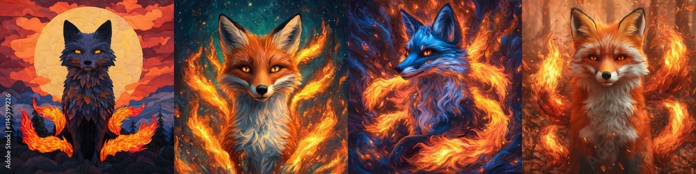 Virtual Animal Creations Set in Fiery Forest Environment Captivating Artistic Exploration Virtual Animal Creations Set in Fiery Forest Environment Captivating Artistic Exploration