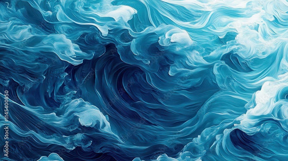 Abstract Blue Swirling Waves Artistic Painting Abstract Blue Swirling Waves Artistic Painting