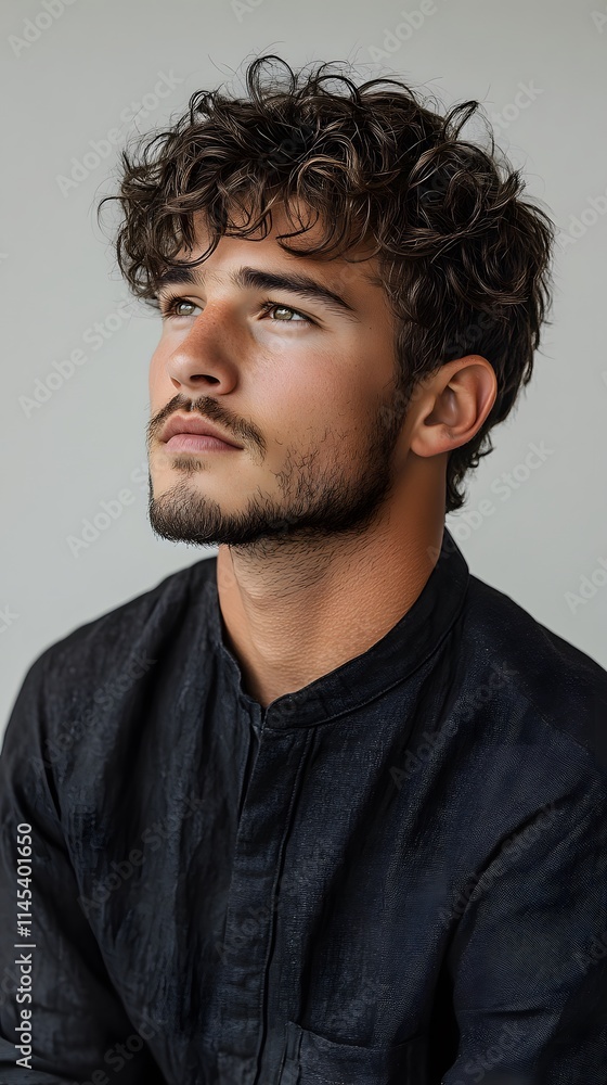 Stylish man with short wavy AI generated illustration Stylish man with short wavy AI generated illustration