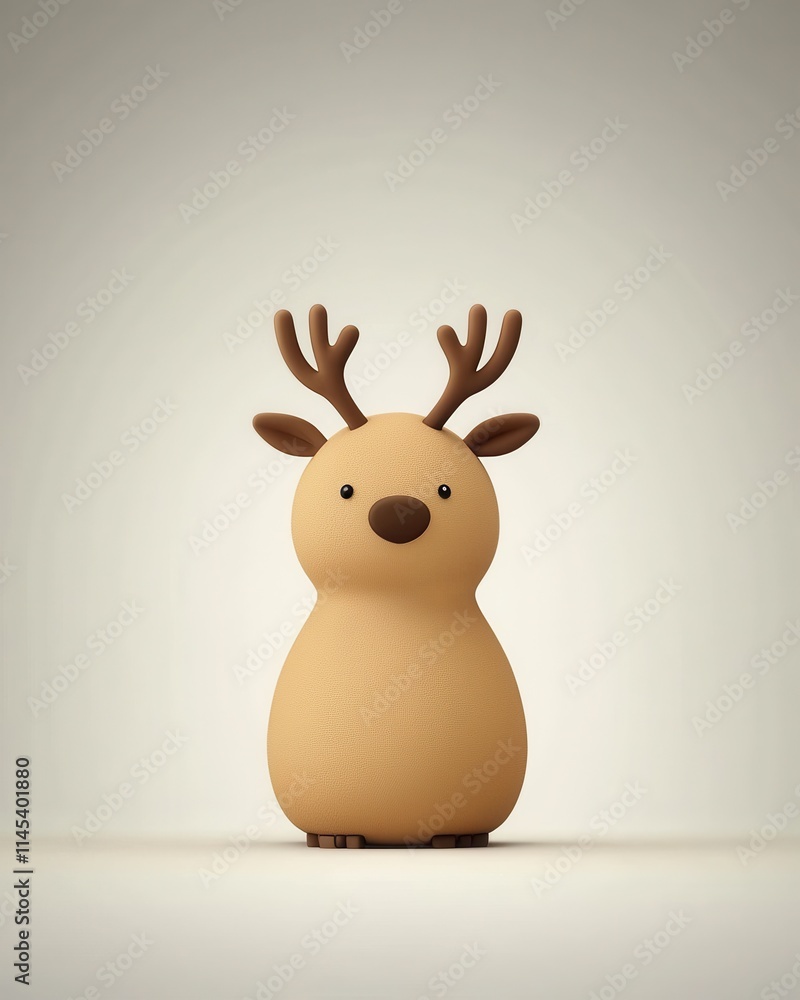 Cute reindeer with tiny antlers studio setting 3d minimalist design soft colors adorable concept Cute reindeer with tiny antlers studio setting 3d minimalist design soft colors adorable concept