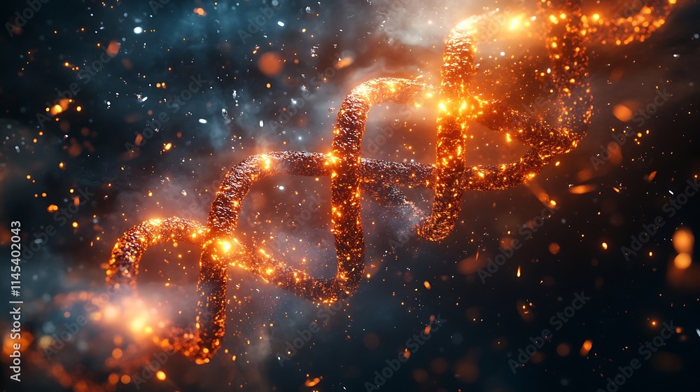 Fototapeta premium Fiery Embers Form A DNA Double Helix Structure