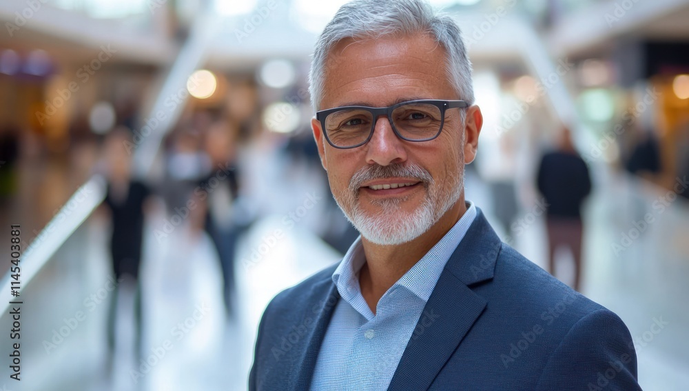 Fototapeta premium Smiling Man with Gray Hair in a Suit