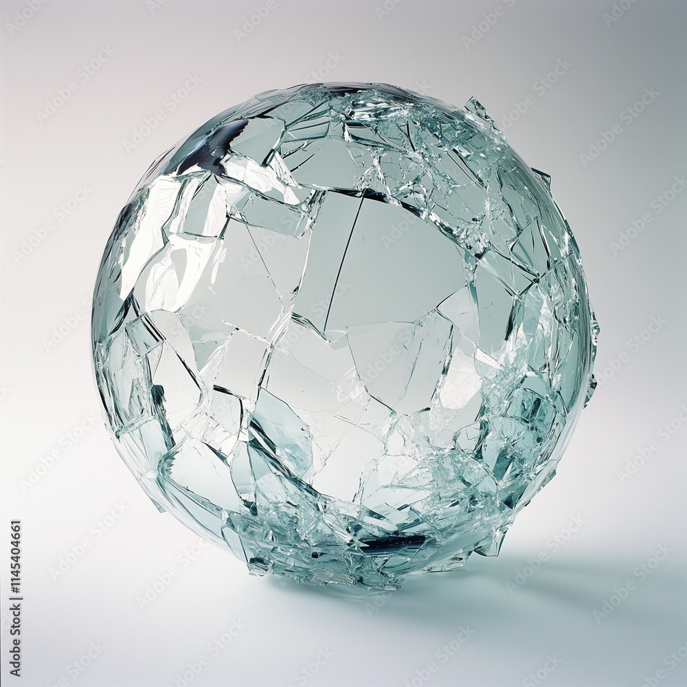 Sphere made of broken glass shards on white background
Sphere made of broken glass shards on white background
