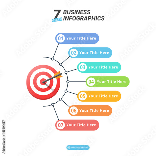 7 Options Goal Infographic with Editable Text for Business Presentation, Poster, Banner and Booklet.