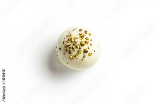 Delicious White Chocolate Pistachio Truffle Delight on a Clean White Background
