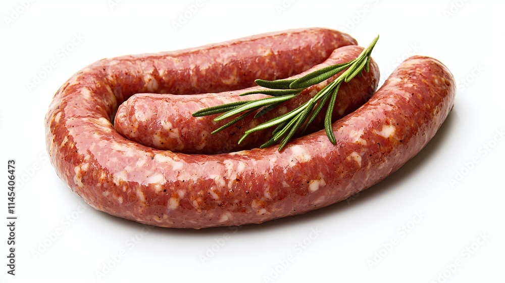 Fresh Juicy Sausages with Rosemary Garnish Ready for Cooking Fresh Juicy Sausages with Rosemary Garnish Ready for Cooking