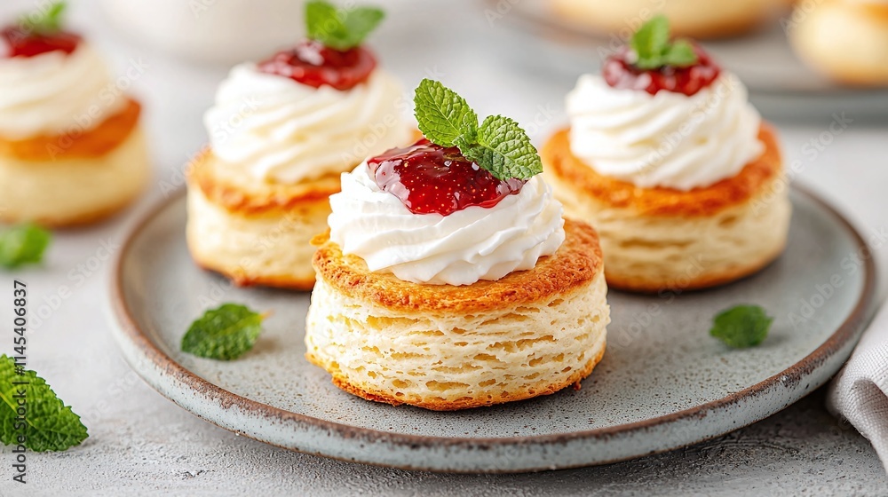 Delicious Puff Pastry Bites with Whipped Cream and Berry Topping Delicious Puff Pastry Bites with Whipped Cream and Berry Topping