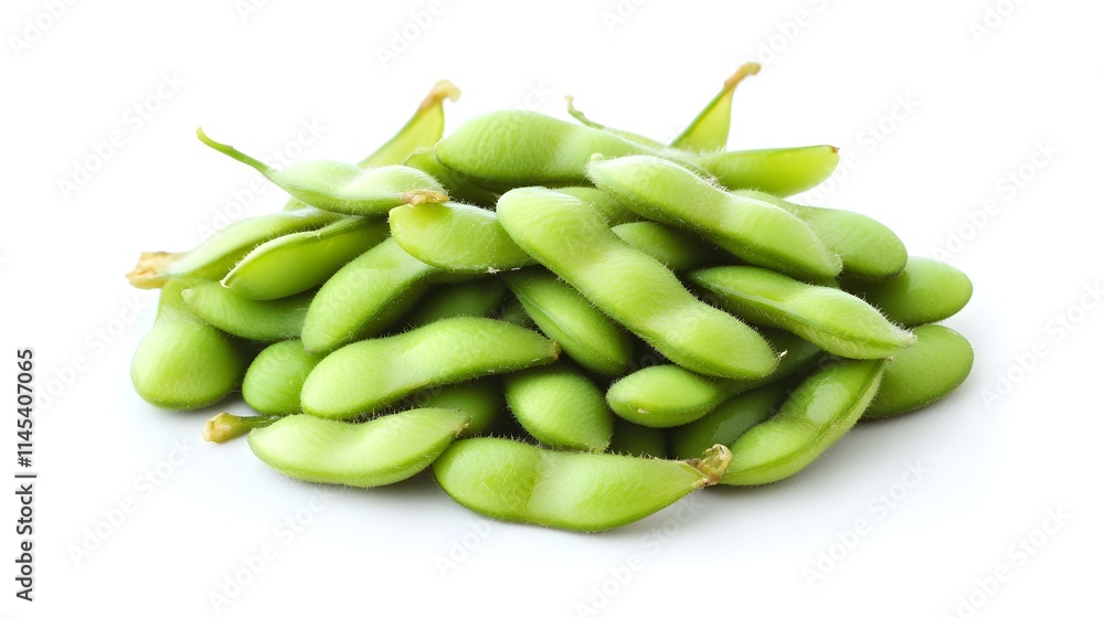 A pile of fresh green edamame soybeans A pile of fresh green edamame soybeans