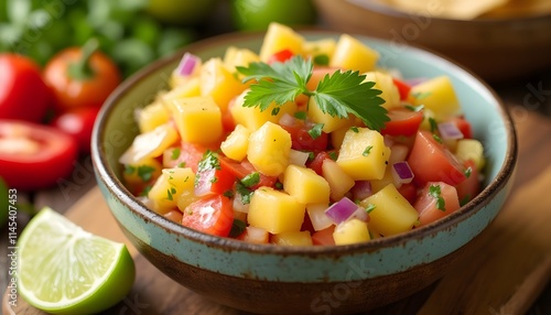 Vibrant Pineapple Salsa with Fresh Ingredients in a Beautiful Bowl