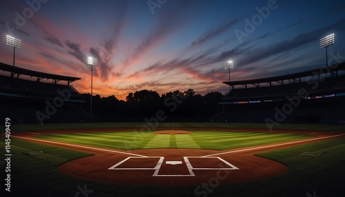 Baseball Field at Sunset