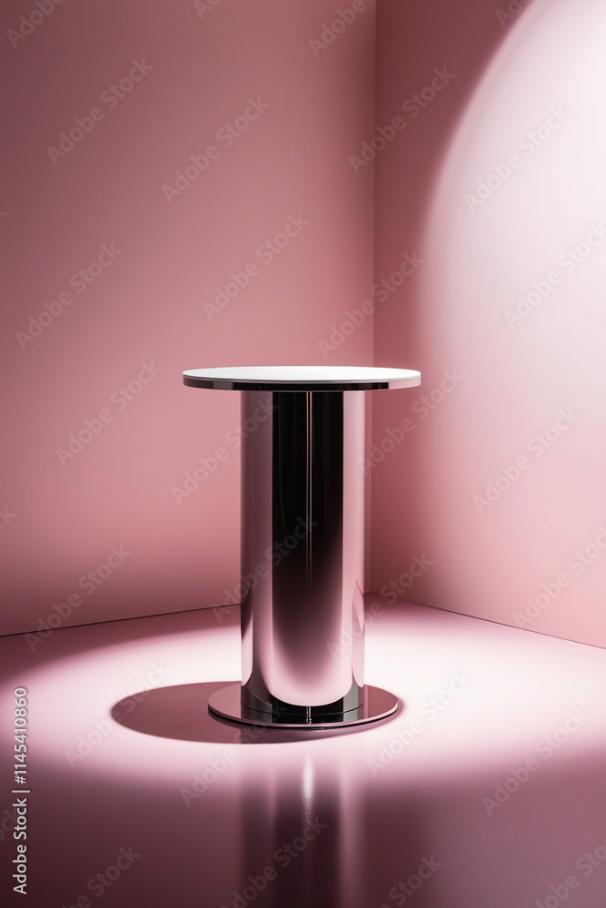 Minimal modern design mock up of podium product with pole pink background. 5 Minimal modern design mock up of podium product with pole pink background. 5
