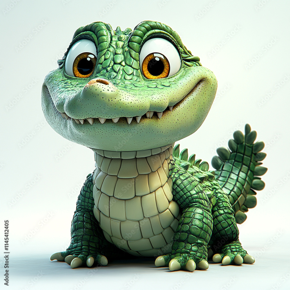 Fototapeta premium Cute Crocodile 3D Character Illustration