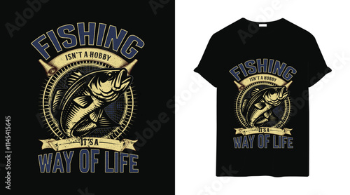 Modern Fishing T-Shirt Artwork Featuring Catch of the Day Fishing T shirt design template