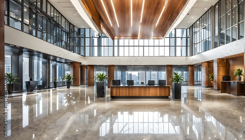 corporate office building lobby no people