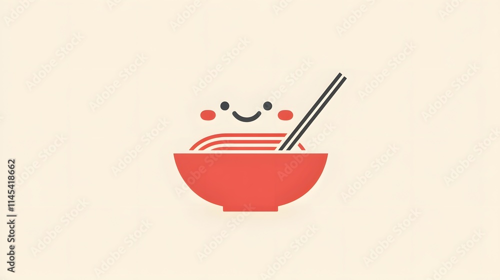 Happy Noodle Bowl with Chopsticks Awaiting Enjoyment