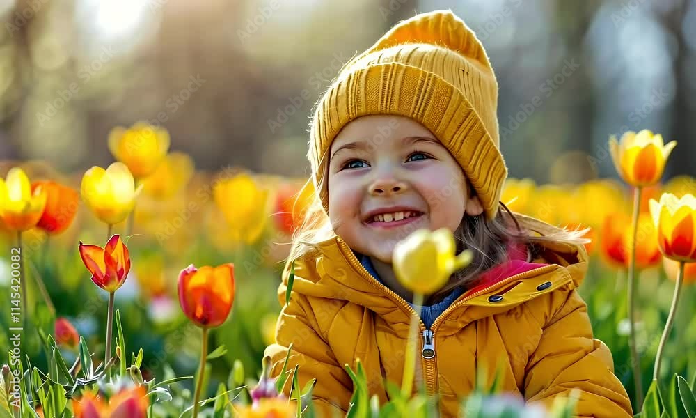 Joyful Child in a Tulip Field Joyful Child in a Tulip Field