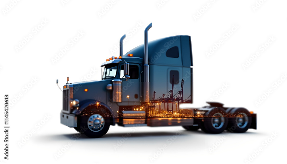 Truck and Sea Port in Seamless Fusion Truck and Sea Port in Seamless Fusion