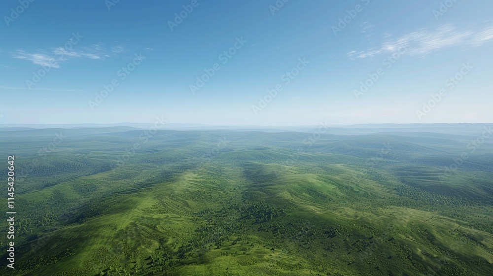 Naklejka premium 広大な草原の空撮2