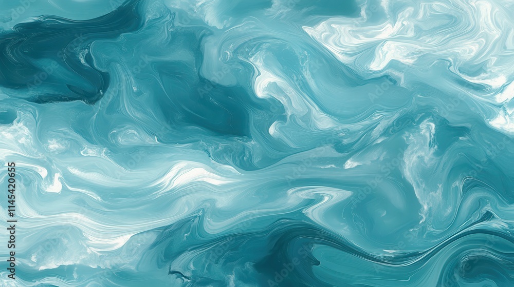 Abstract Teal and White Swirling Paint Design Abstract Teal and White Swirling Paint Design